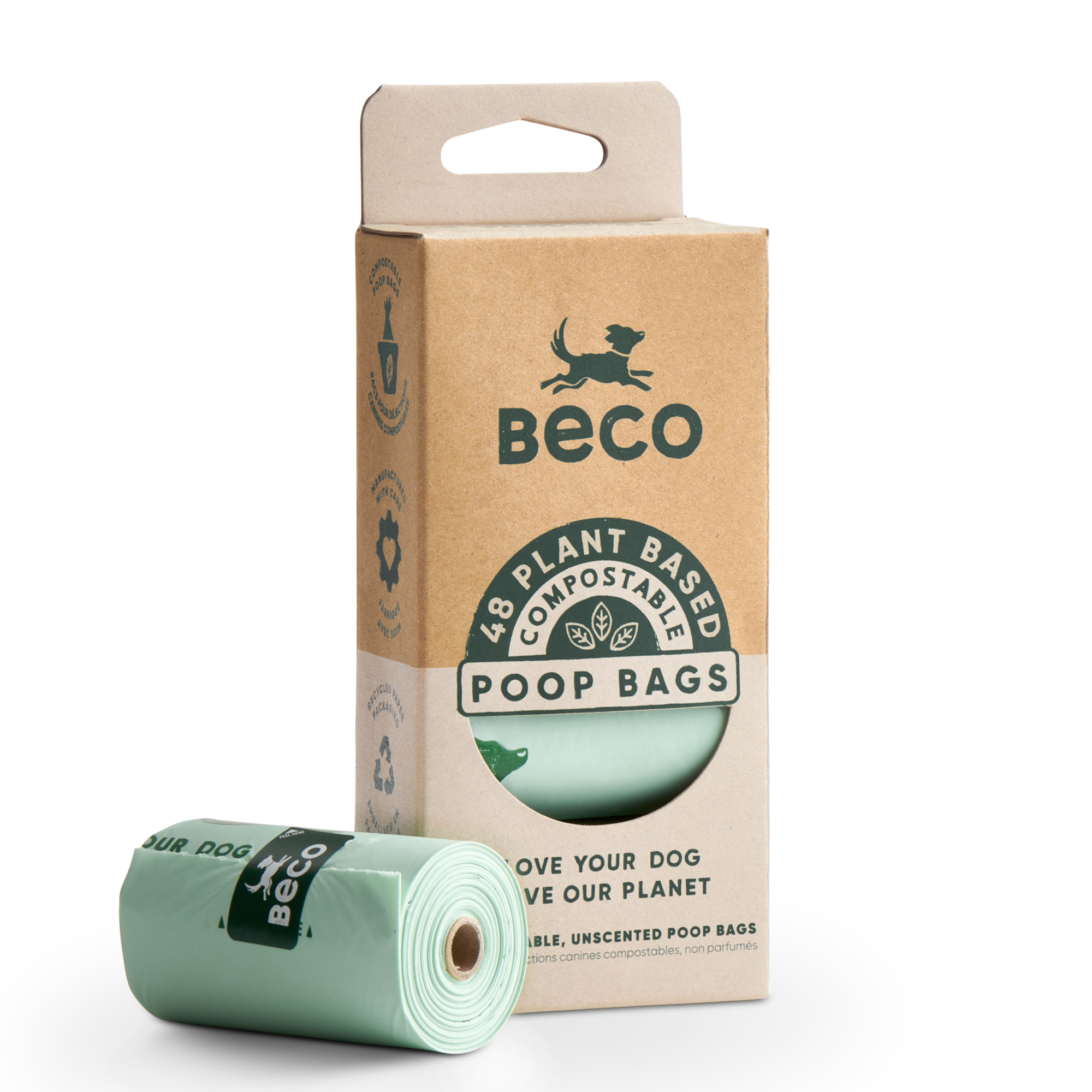 Beco 48-Count Home Compostable Poop Bags - Unscented