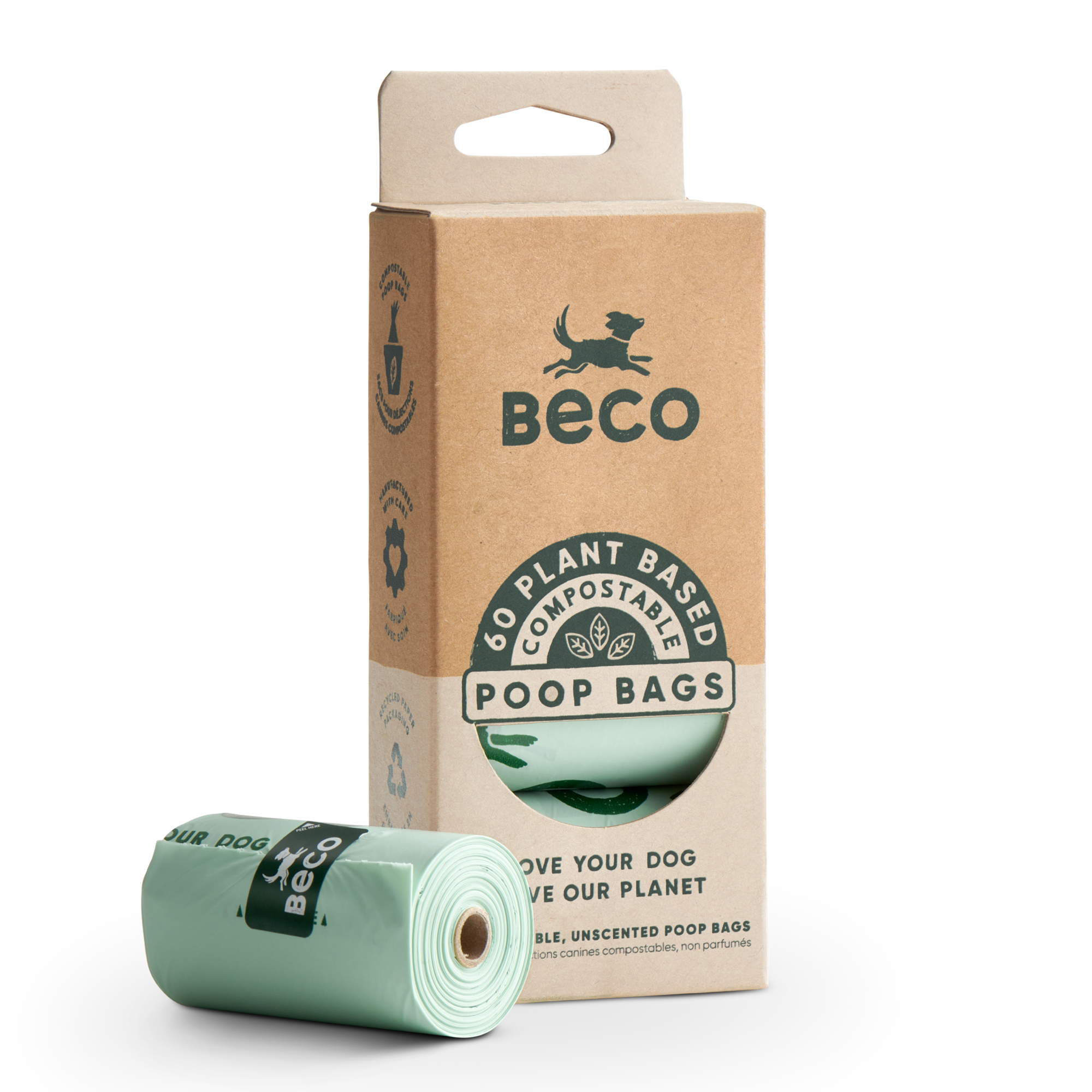 Beco 60-Count Home Compostable Poop Bags - Unscented