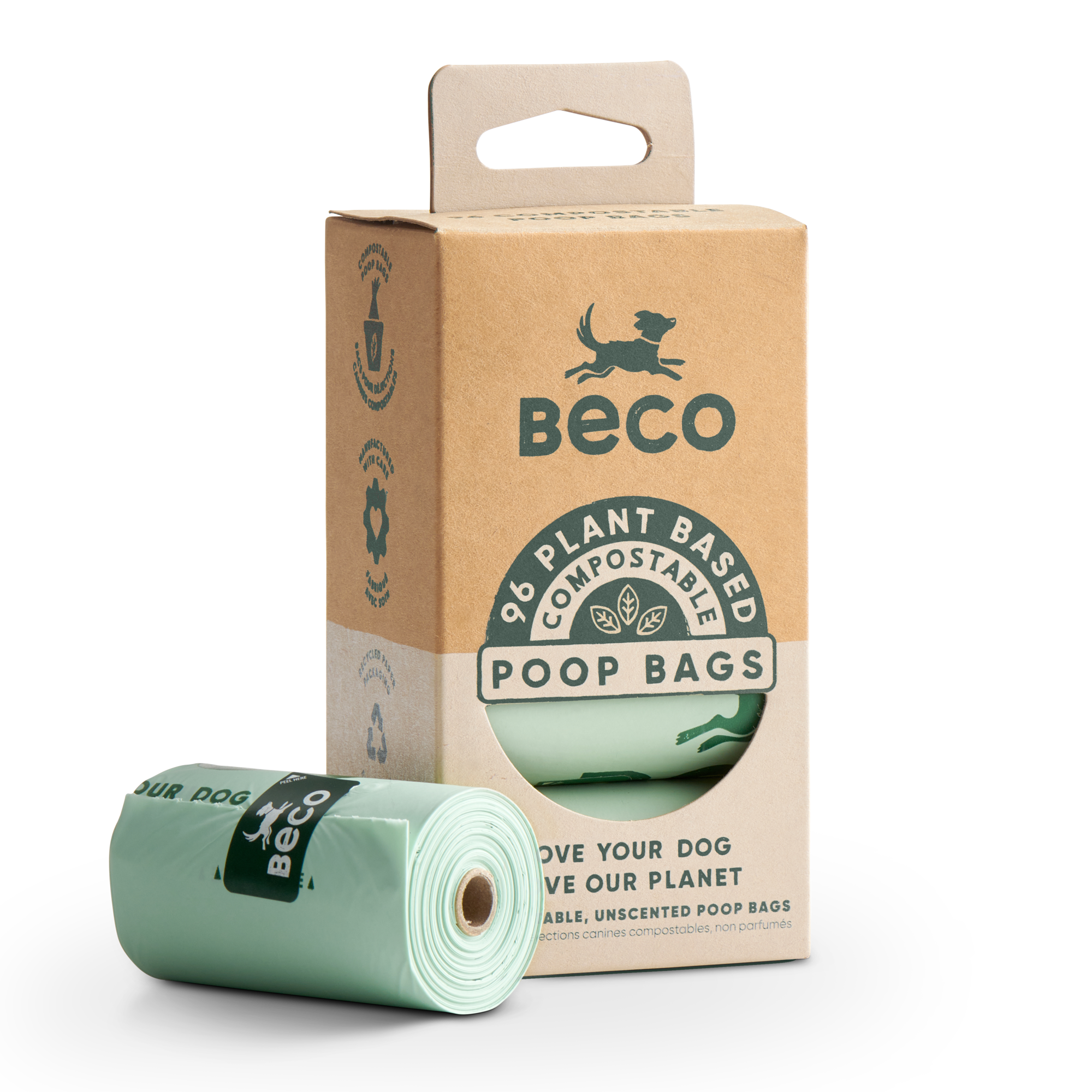 Beco 96-Count Home Compostable Poop Bags - Unscented
