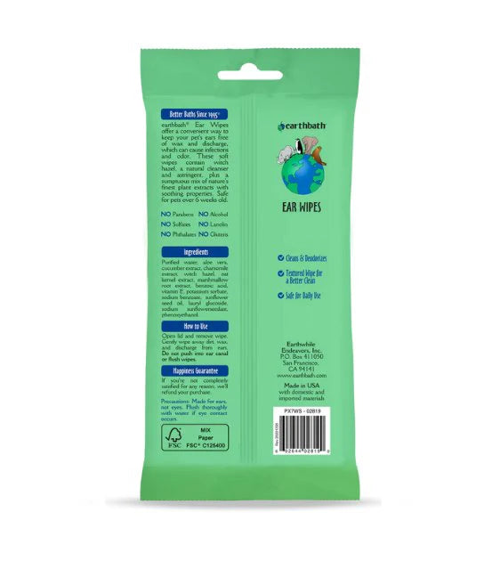 earthbath® Ear Wipes for Dogs & Cats (New)