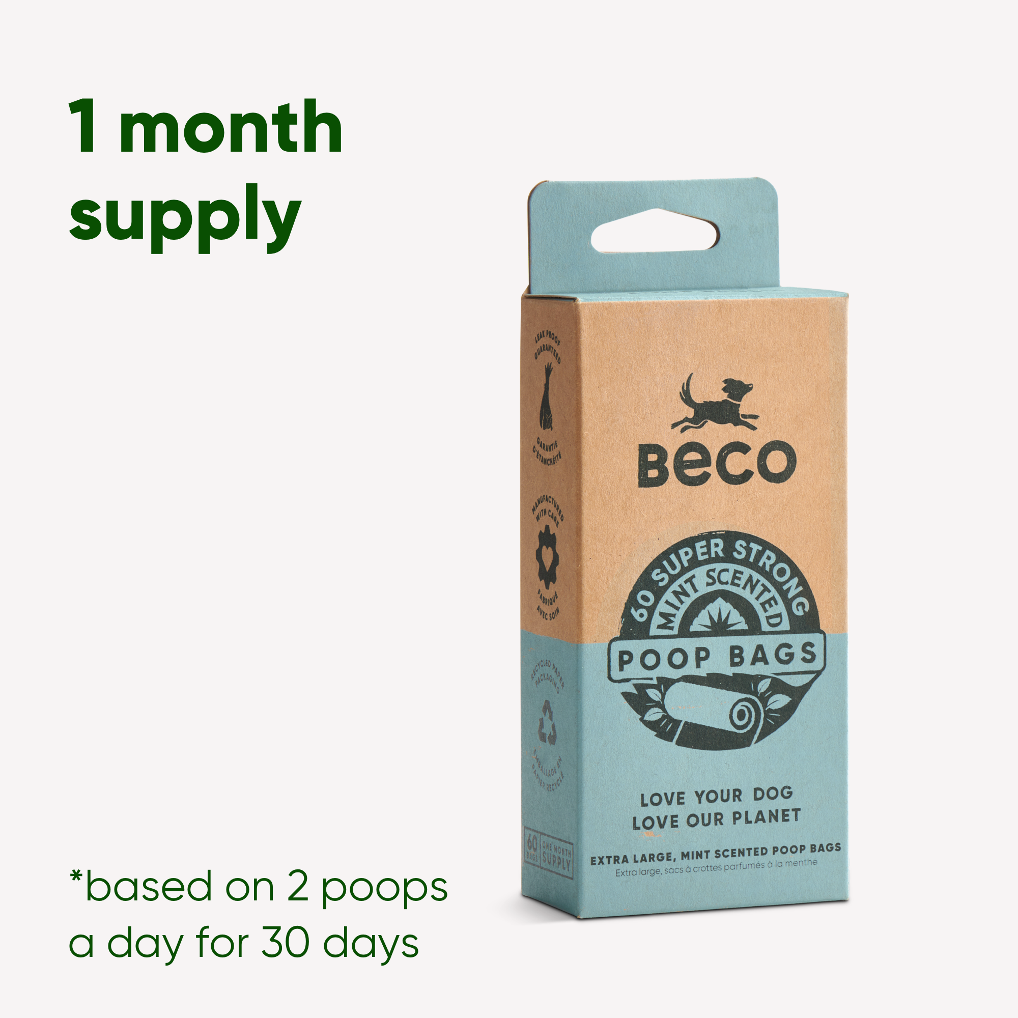Beco 60-Count Large Poop Bags - Mint Scented