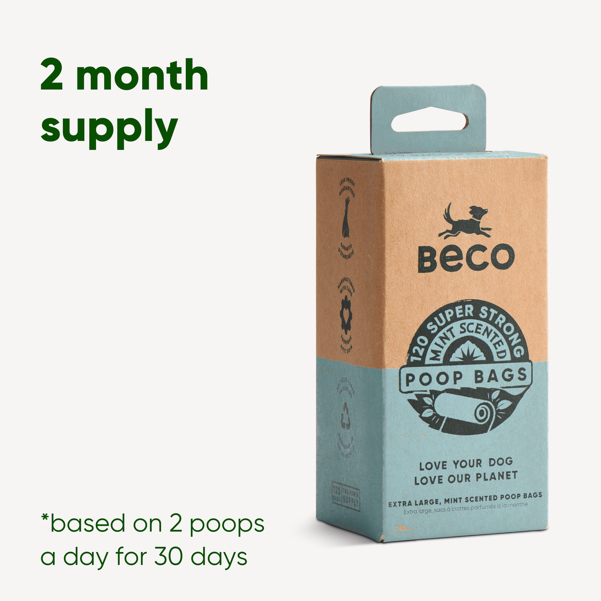 Beco 120-Count Large Poop Bags - Mint Scented