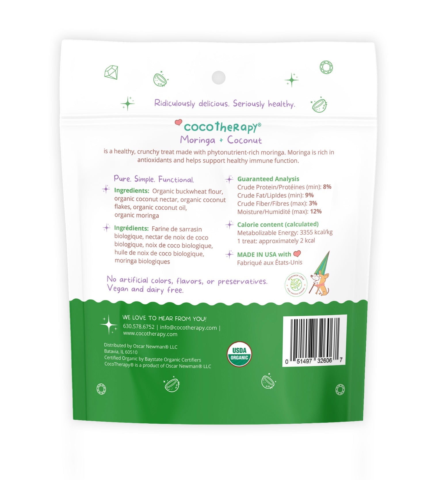 CocoTherapy Coco-Gems Organic Training Treats Moringa + Coconut