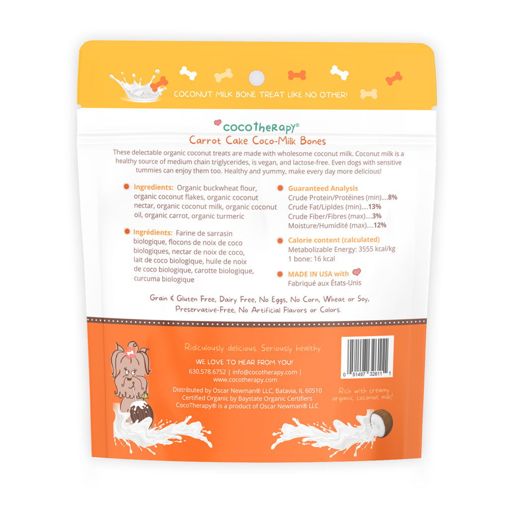 (EXP 06/25) CocoTherapy Coco-Milk Bones Organic Carrot Cake Biscuit