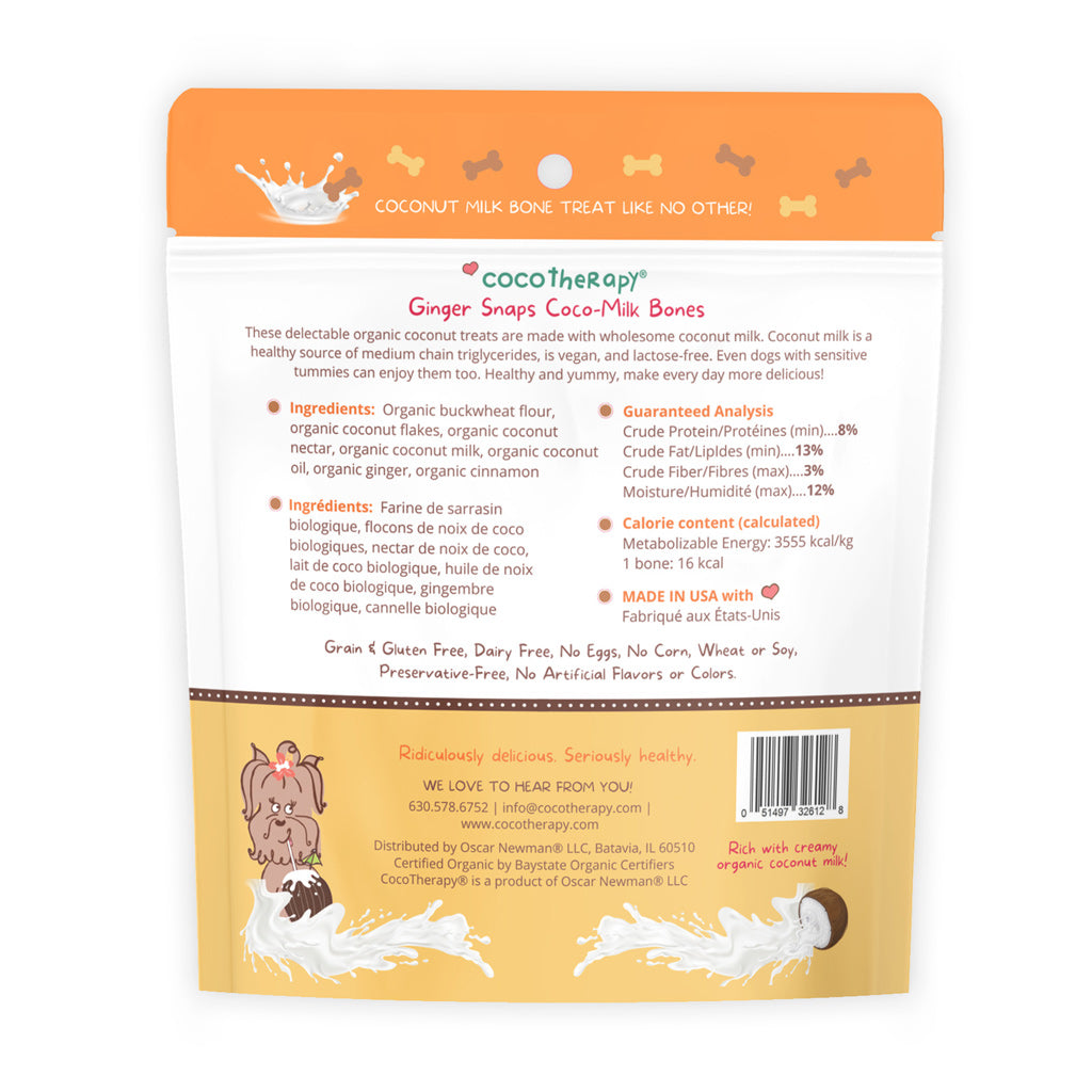 (EXP 06/25) CocoTherapy Coco-Milk Bones Organic Ginger Snaps Biscuit