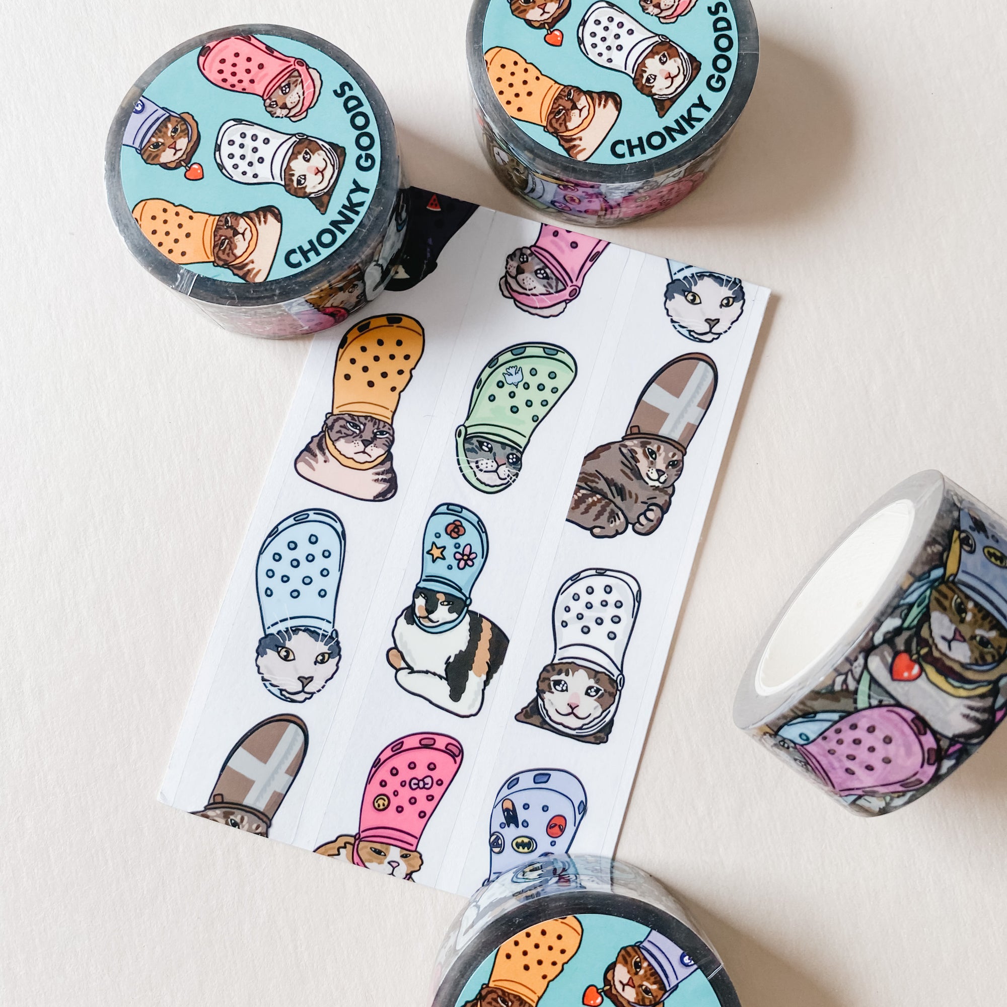 Chonky Goods Croc Cats Clear Tapes