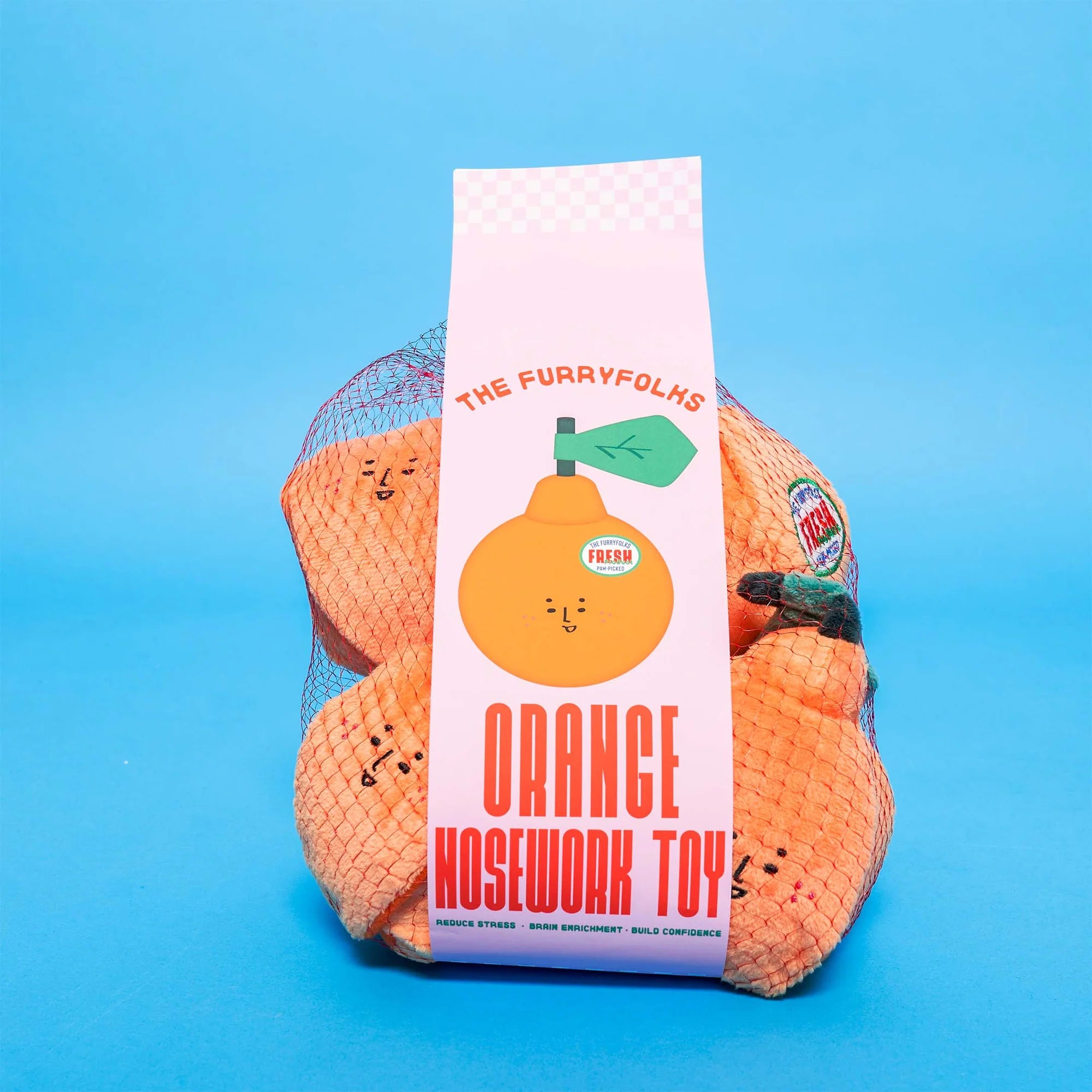 The FurryFolks Orange Squeaky Nosework Dog Toy