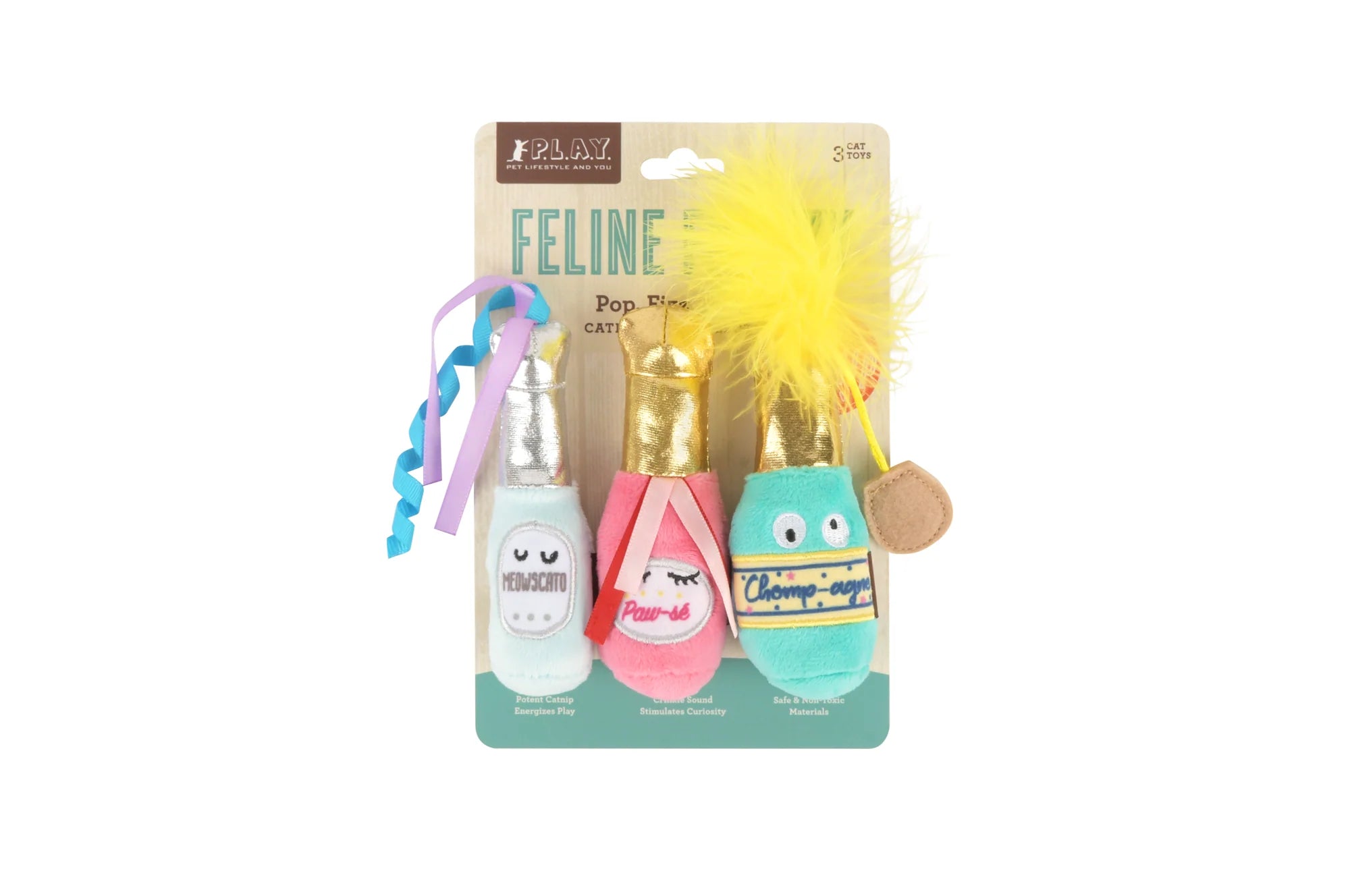 P.L.A.Y Feline Frenzy Catnip Toy Set Pop, Fizz, Meow