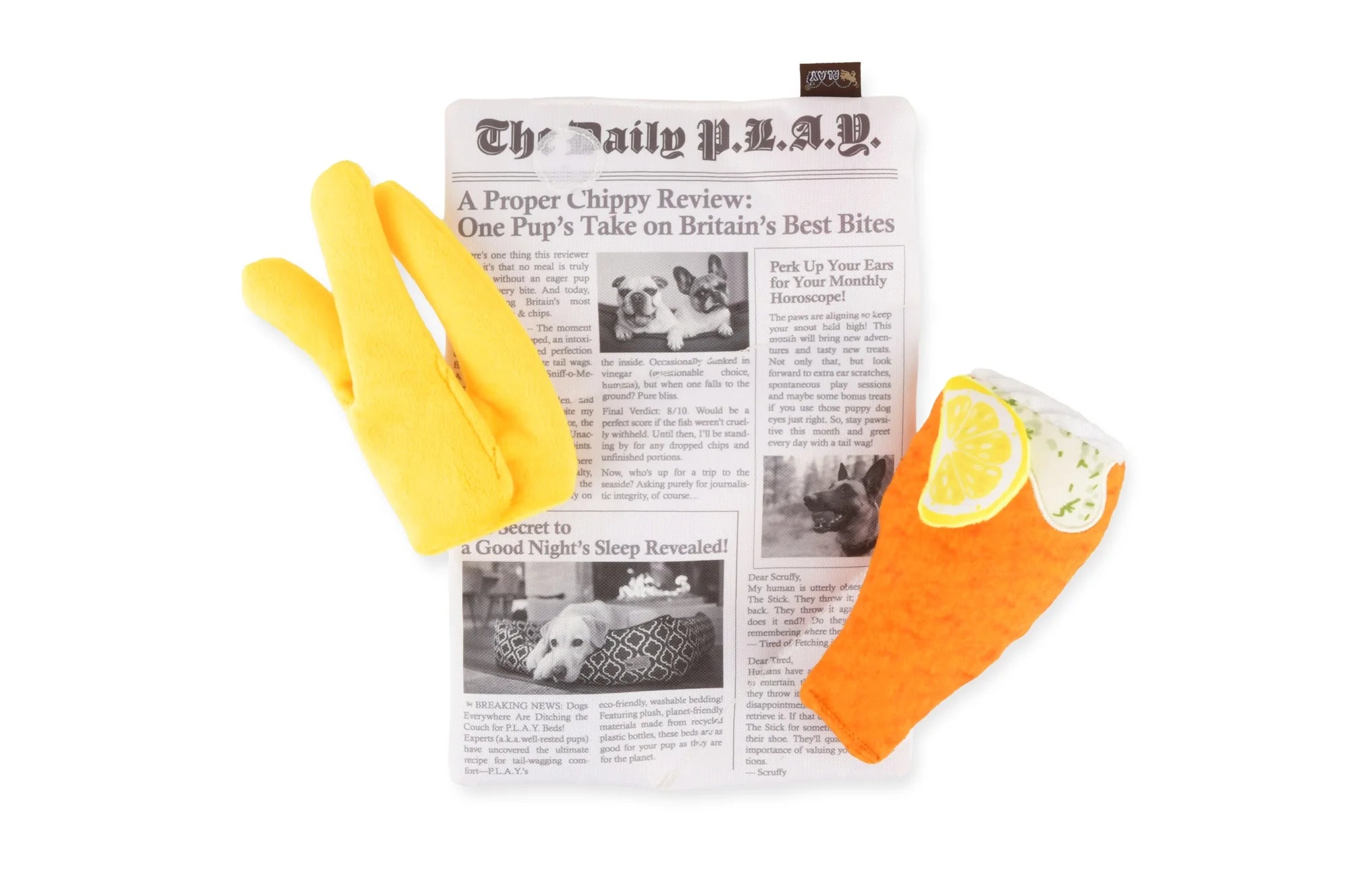 P.L.A.Y Chippy Chews Interactive Squeaky Plush Dog Toy