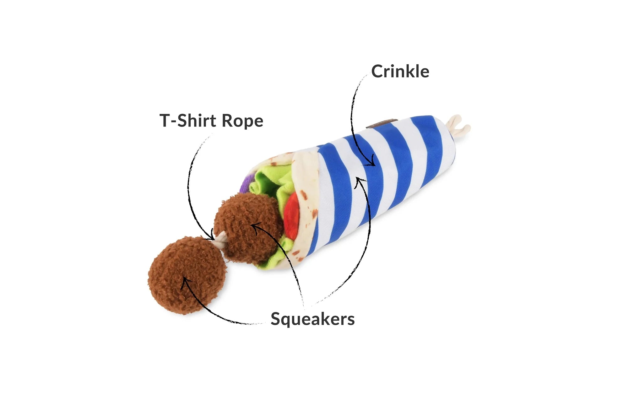 P.L.A.Y Fur-lafel Wrap Squeaky Plush Dog Toy