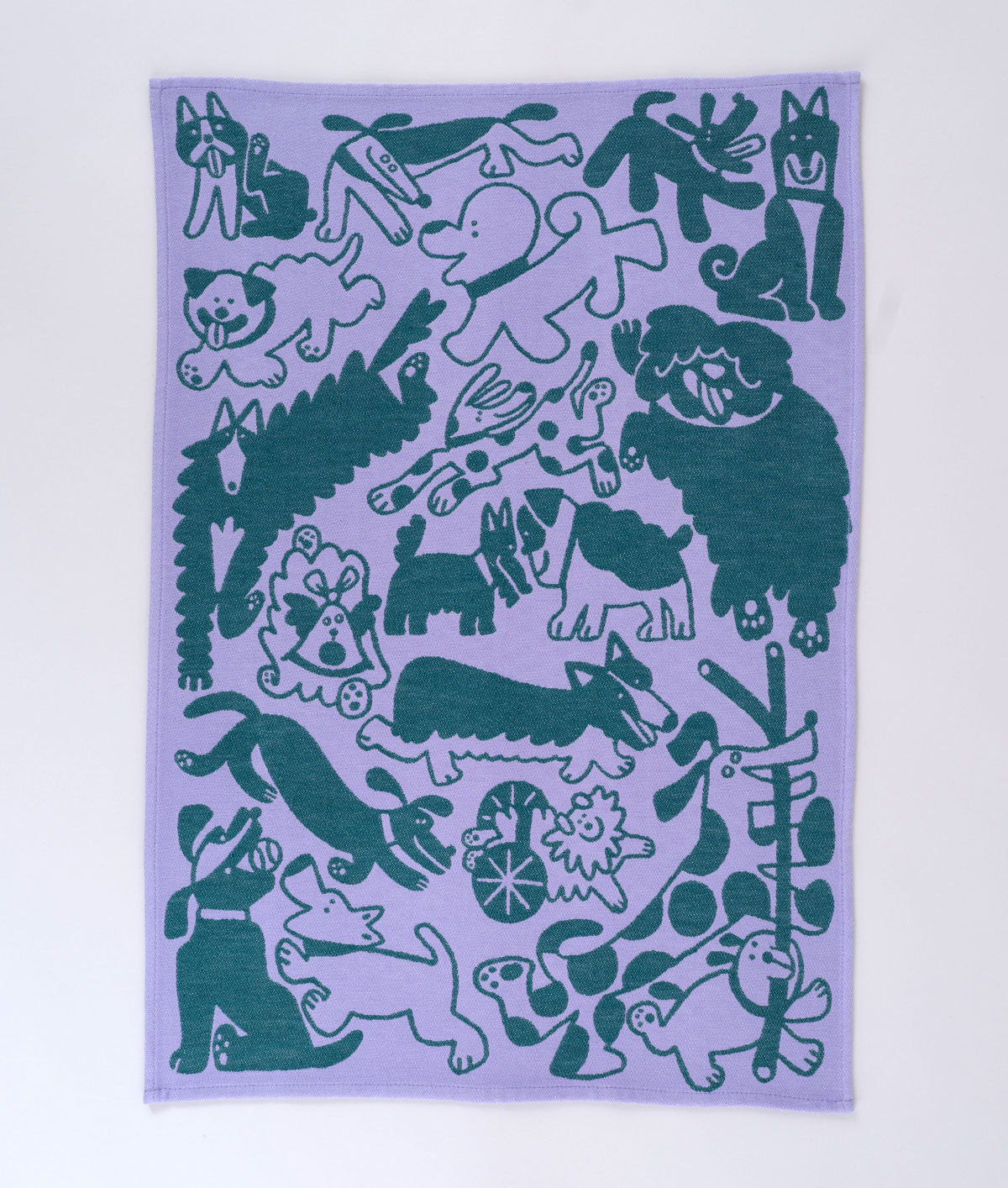 Dogs Day Out Tea Towel Lilac/Green