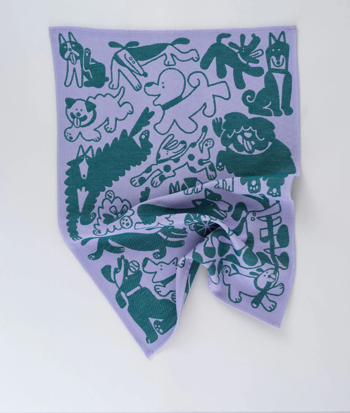 Dogs Day Out Tea Towel Lilac/Green