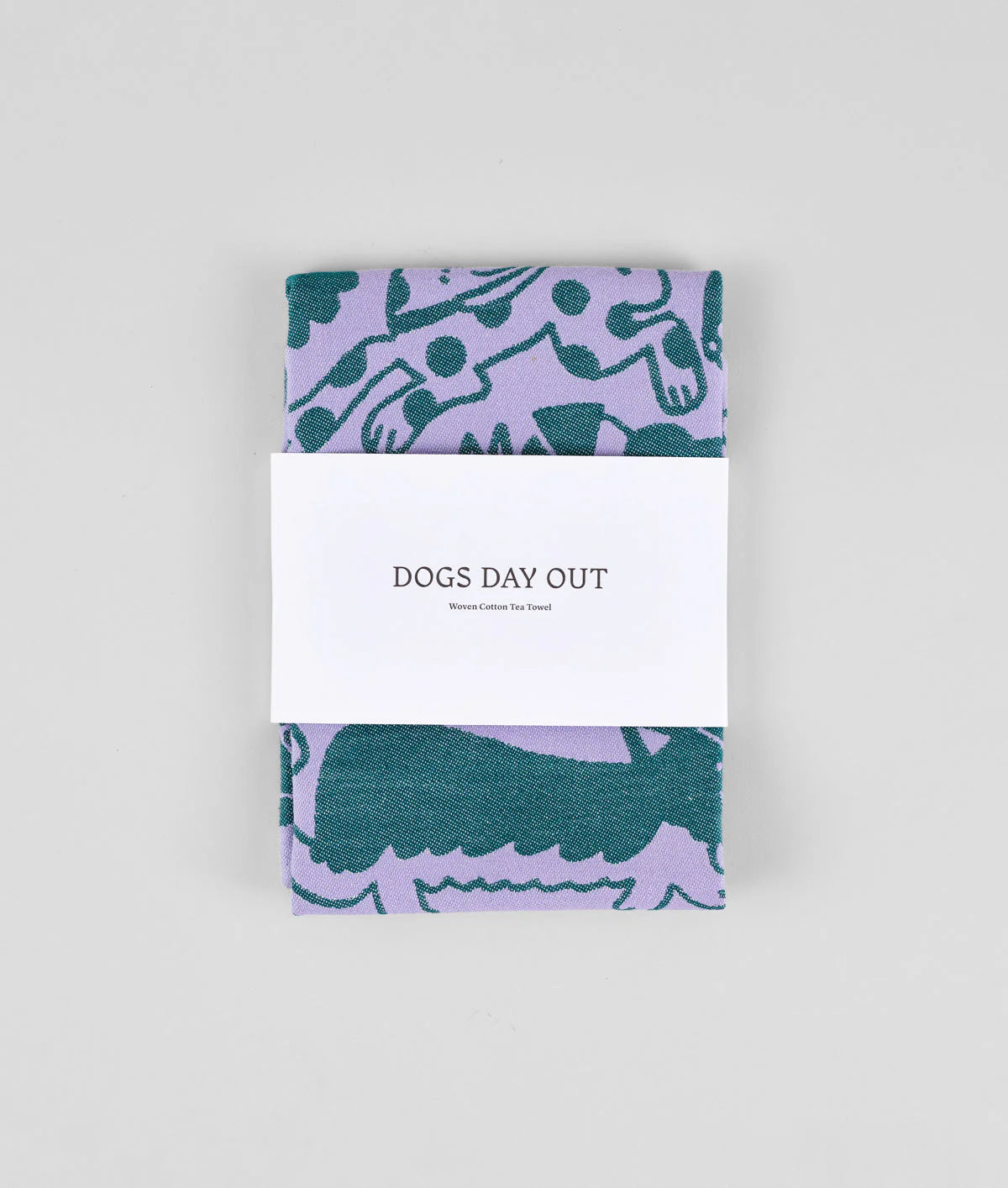 Dogs Day Out Tea Towel Lilac/Green