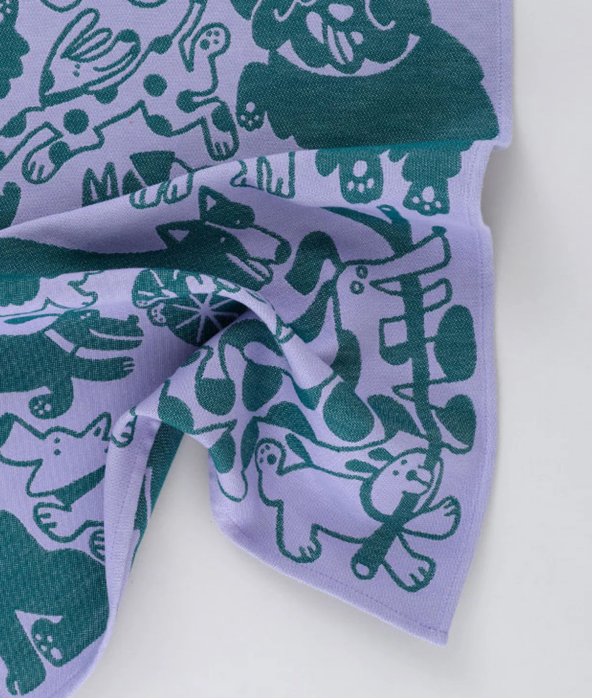 Dogs Day Out Tea Towel Lilac/Green