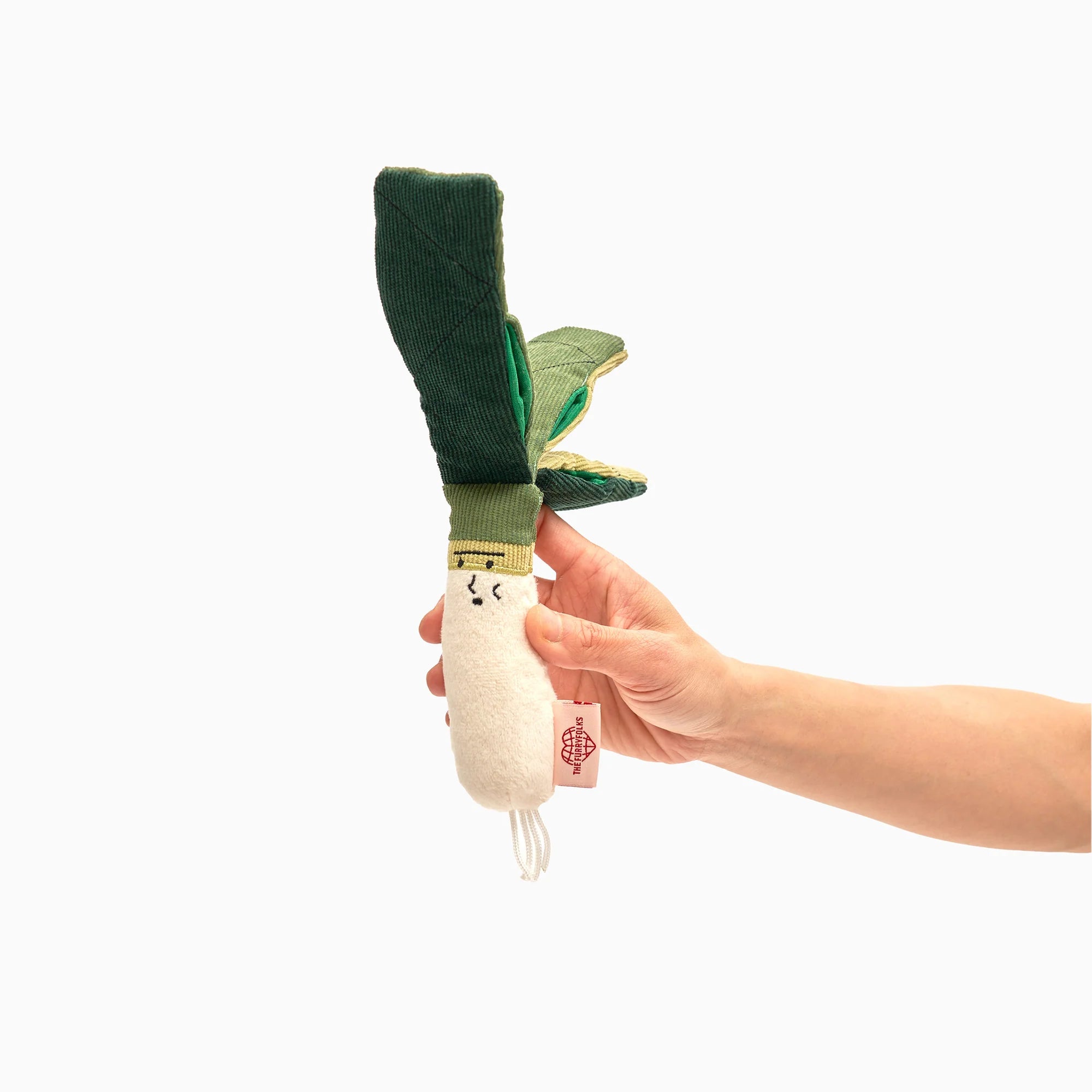 The FurryFolks Green Onion Squeaky Nosework Dog Toy