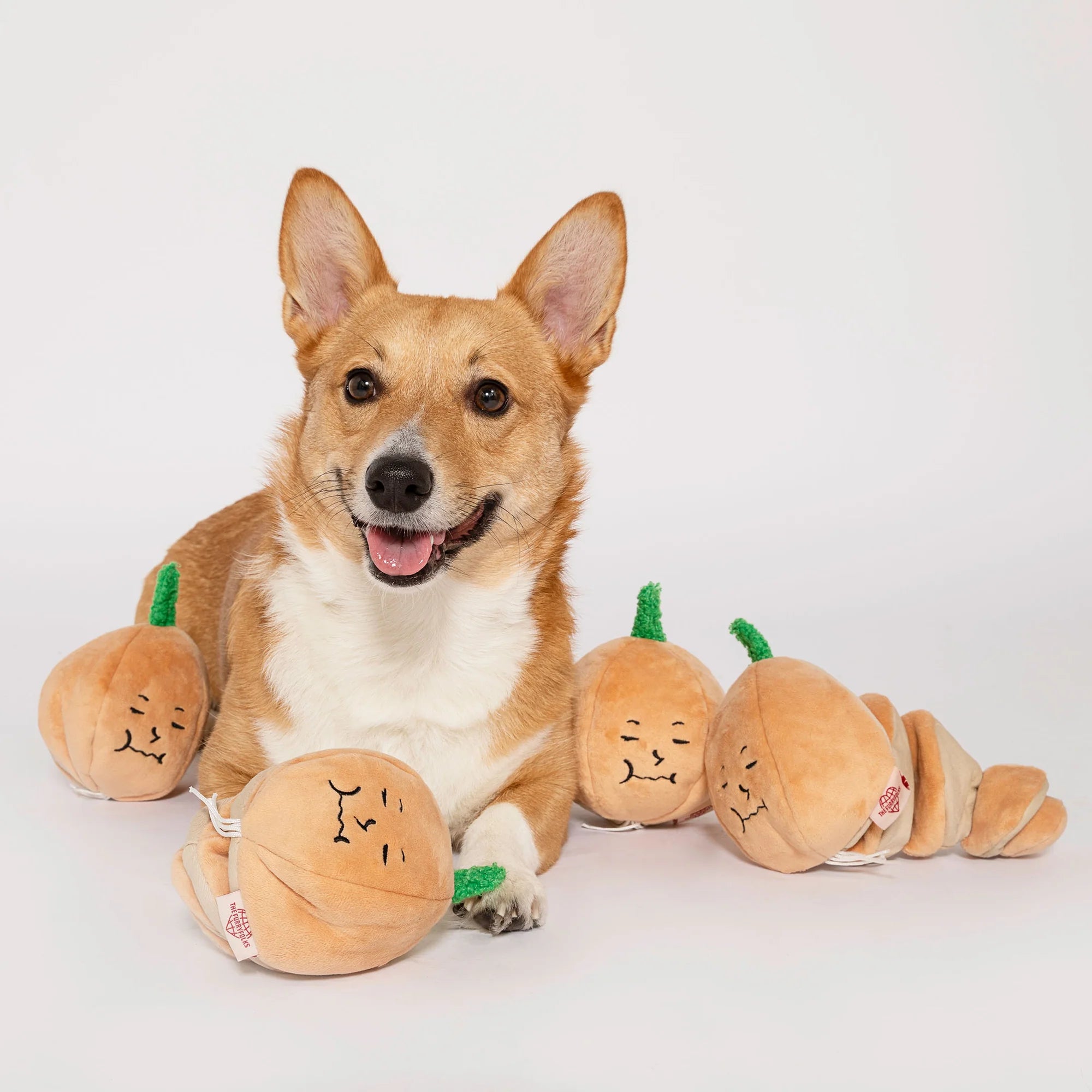 The FurryFolks Yellow Onion Squeaky Nosework Dog Toy
