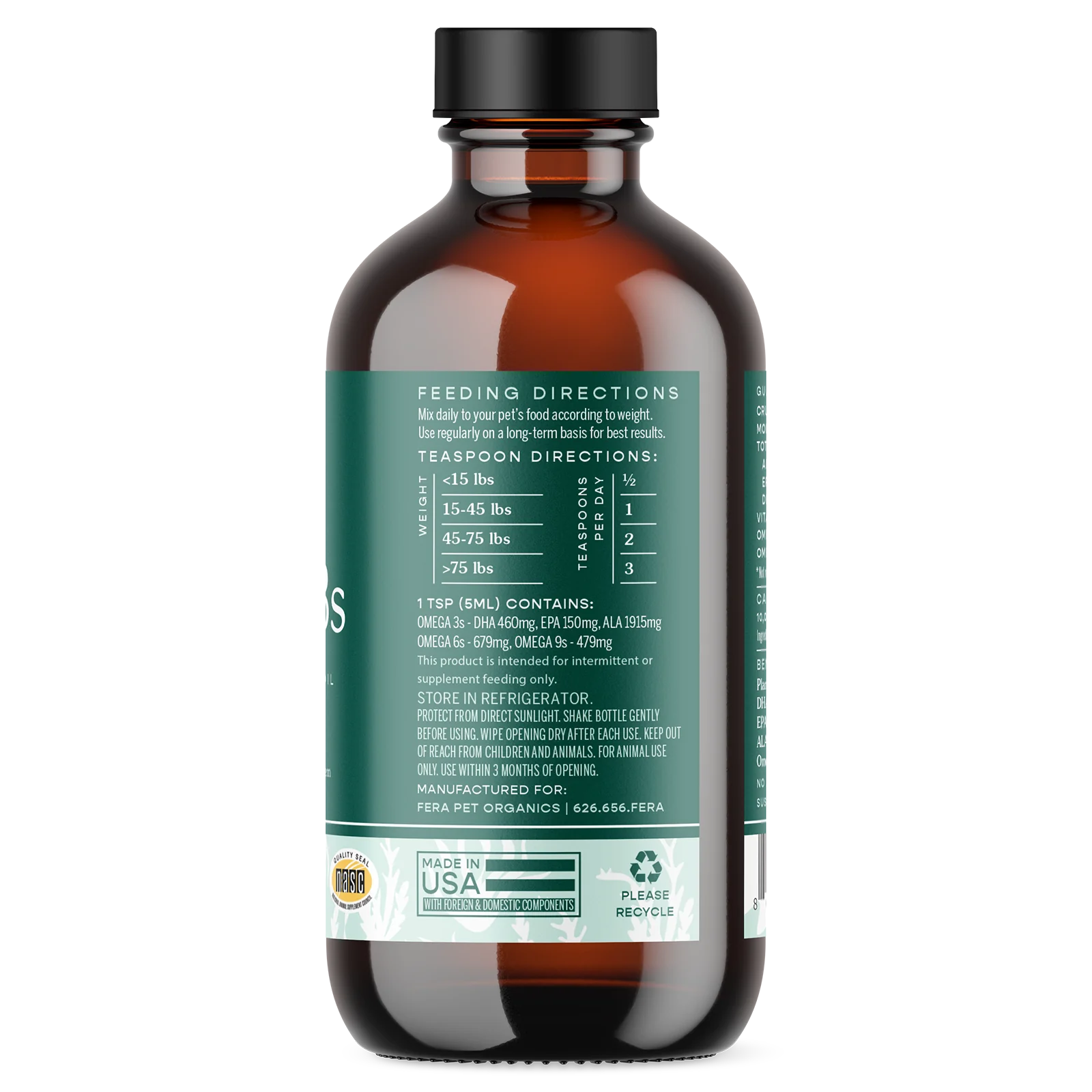 Fera Pets Vegan Omega-3, 6, 9s Algae Oil