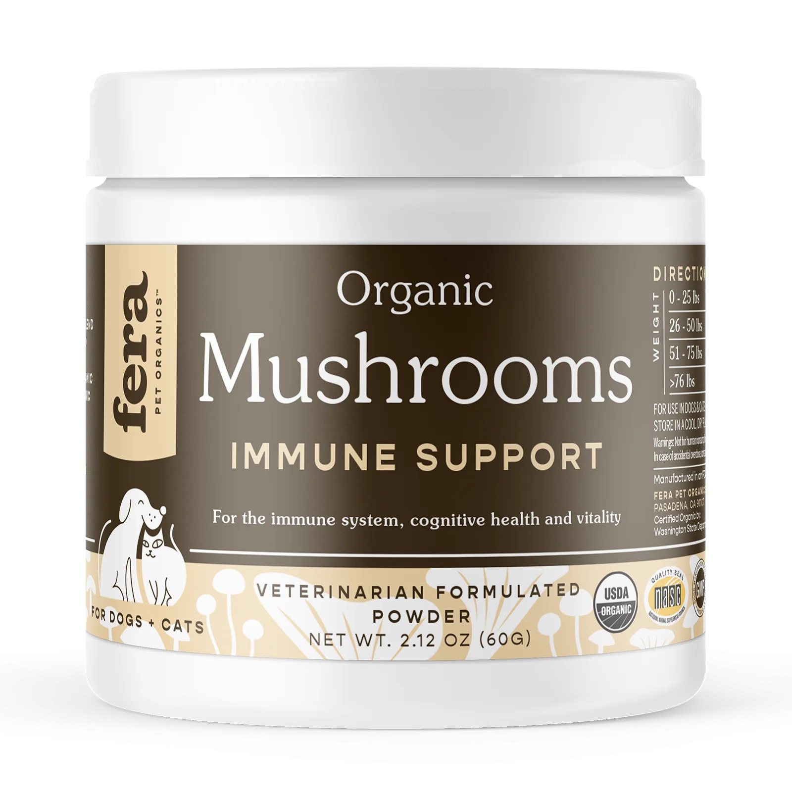 Fera Pets USDA Organic Mushroom Blend for Immune Support