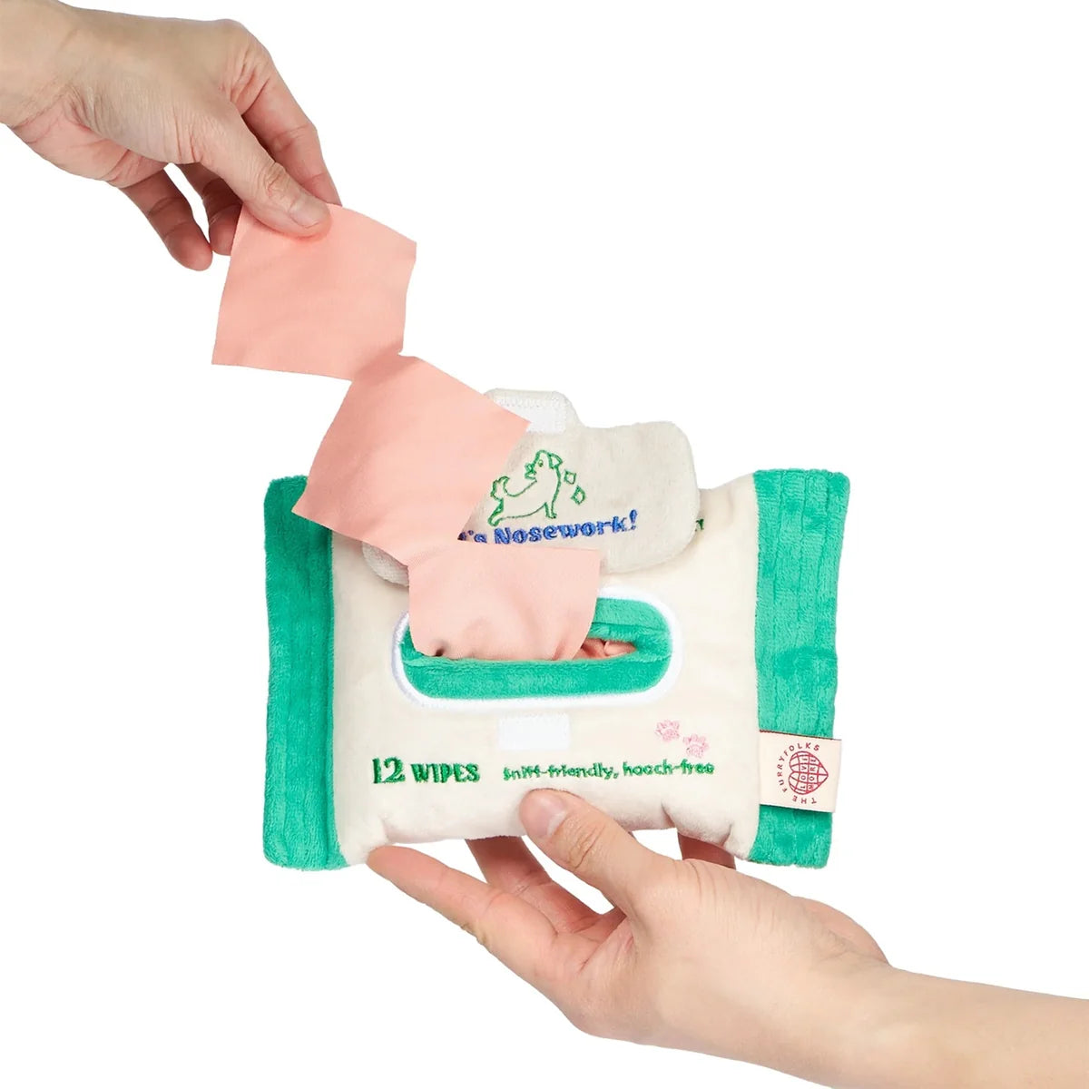 The FurryFolks Doggo Wipe Squeaky Nosework Toy