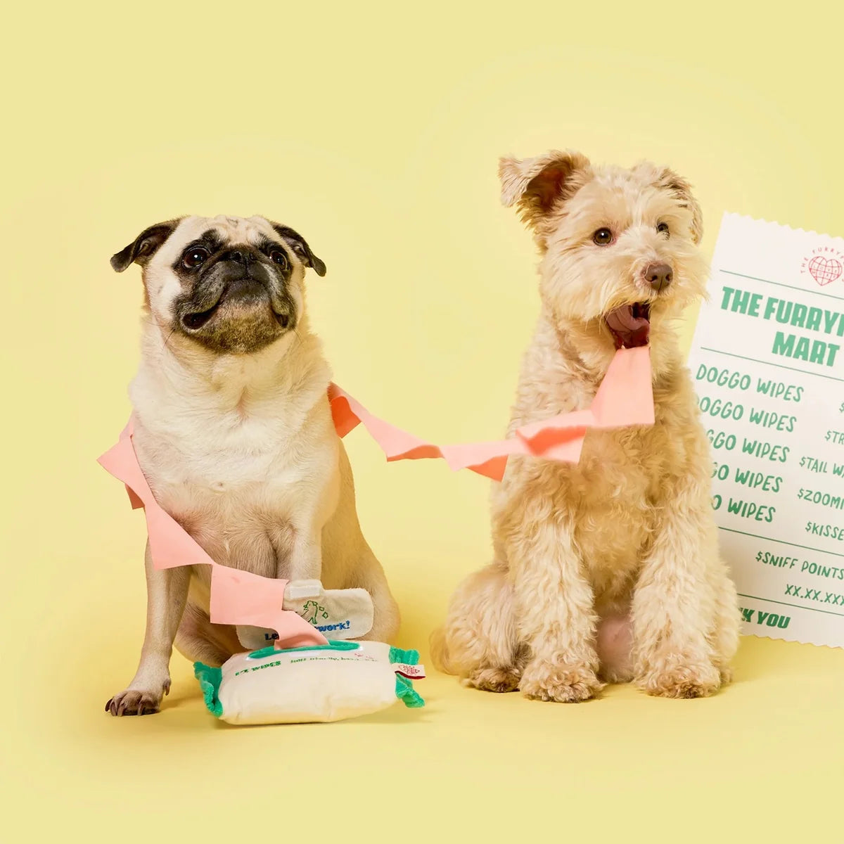 The FurryFolks Doggo Wipe Squeaky Nosework Toy