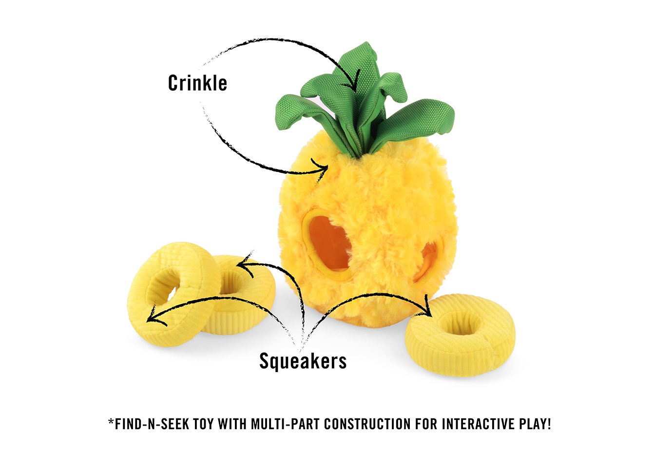 P.L.A.Y Tropical Paradise Squeaky Plush Dog Toy - Paws Up Pineapple