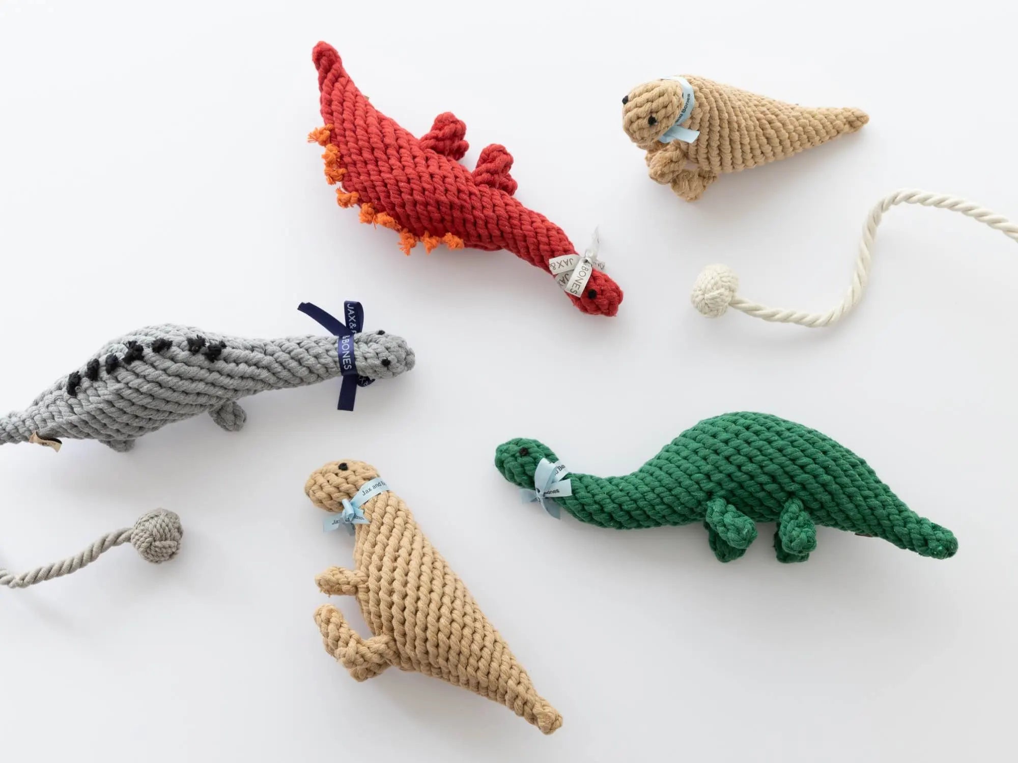 Ⓗ Jax & Bones Stew The Stegosaurus Grey 13" Rope Dog Toy