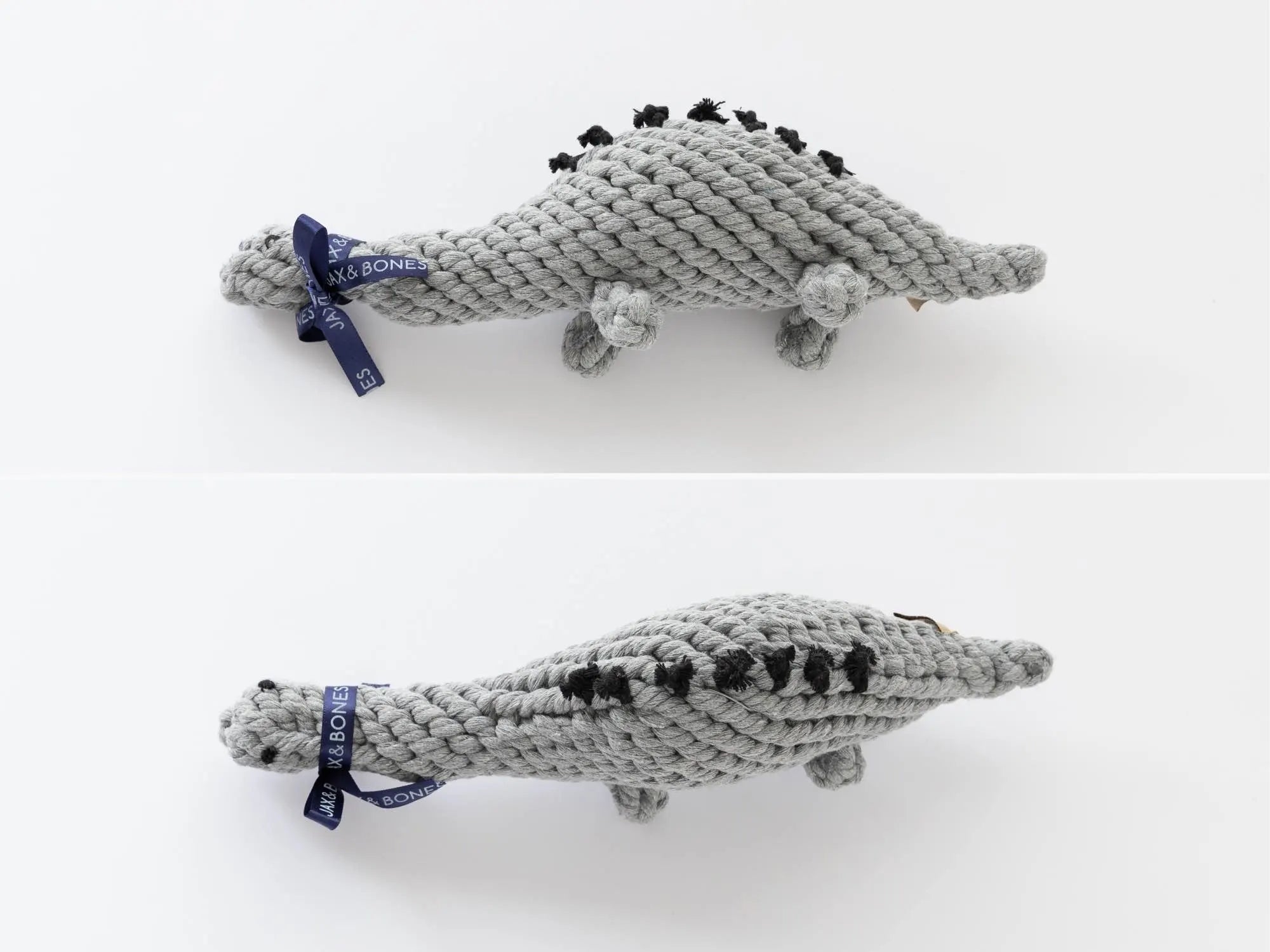 Ⓗ Jax & Bones Stew The Stegosaurus Grey 13" Rope Dog Toy